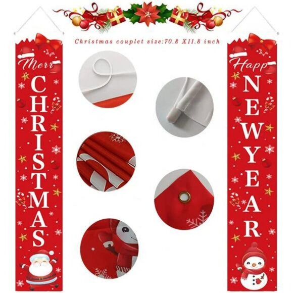 Christmas Door Decoration Merry Christmas Banner Front Door Christmas Decoration - Picture 2 of 7